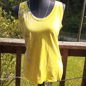 Hanes Lemon Yellow Cotton Tank Small Petite